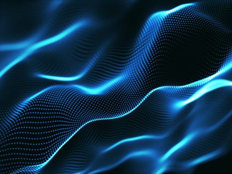 3D render of an abstract background with cyber dots, network communications, motion flow