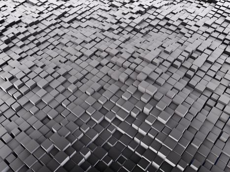 3D render of an abstract background with cubes at varying heights