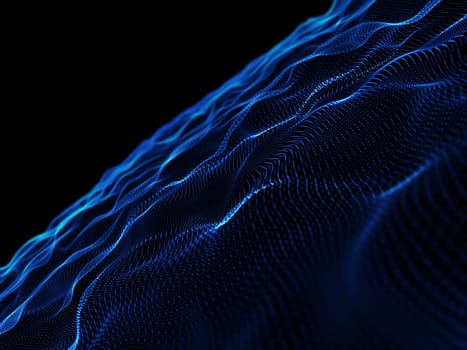 3D render of an abstract background with flowing cyber particles