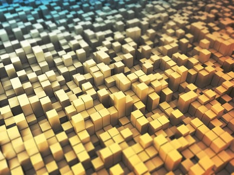 3D render of an abstract background with extruding blocks