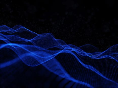 3D render of an abstract background with modern flowing particle design