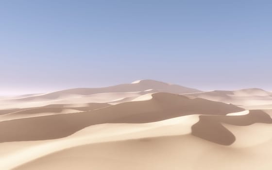 3D render of an abstract desert landscape scene