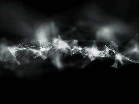3D render of an abstract background, plexus design with shallow depth of field