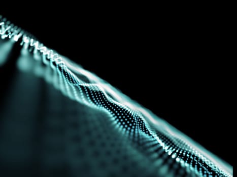 3D render of an abstract connections background, flowing dots with shallow depth of field