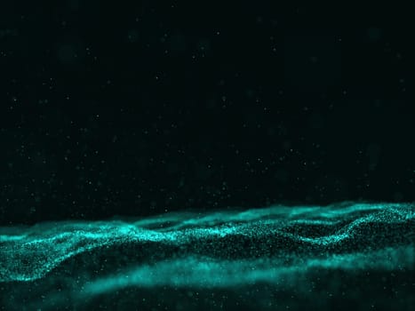 3D render of an abstract cyber particles background with flowing dots