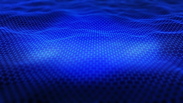 3D render of an abstract digital landscape, modern network background, connections