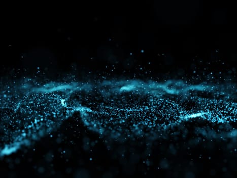 3D render of an abstract flowing particle background