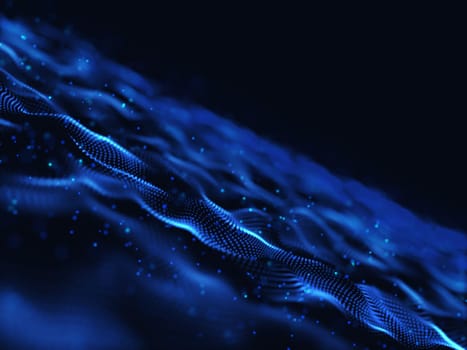 3D render of an abstract digital background with modern flowing particles