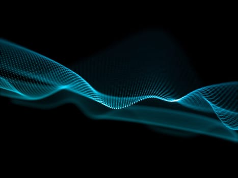 3D render of an abstract flow background with particle wave design