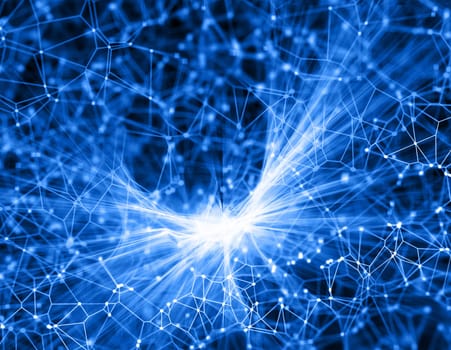 3D render of an abstract fractal background with connecting lines and dots