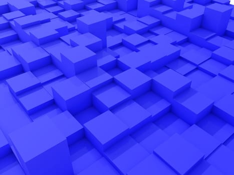 3D render of an abstract landscape with extruding cubes