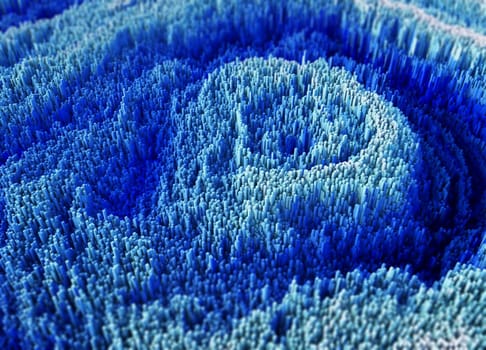 3D render of an abstract futuristic background with landscape of extruding cubes