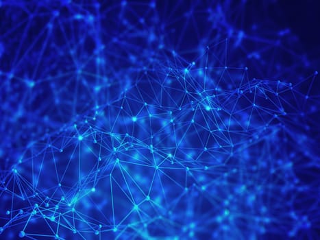 3D render of an abstract low poly background, digital network connections, modern technology