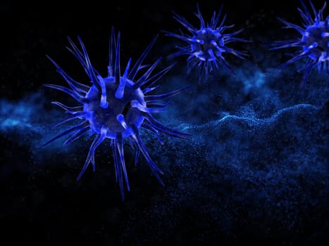 3D render of an abstract medical background with virus cells