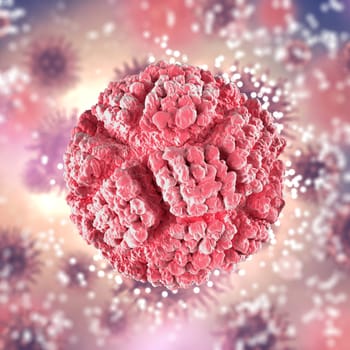 3D render of an abstract medical background with detailed virus cell