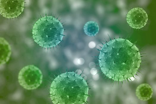 3D render of an abstract medical background with virus cells - covid 19 pandemic