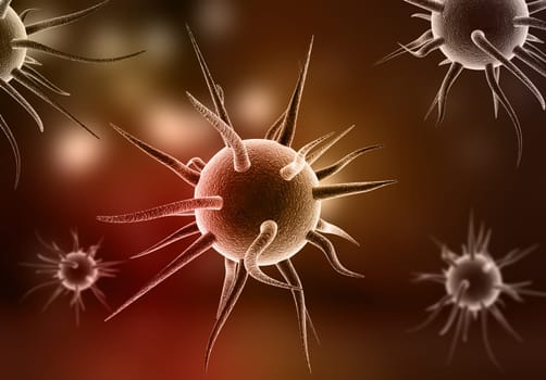 3D render of an abstract medical background with virus cells