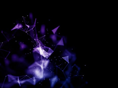 3D render of an abstract low poly dark background with connecting dots and lines