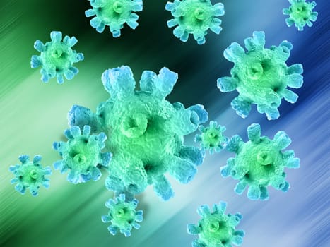 3D render of an abstract medical background with virus cells