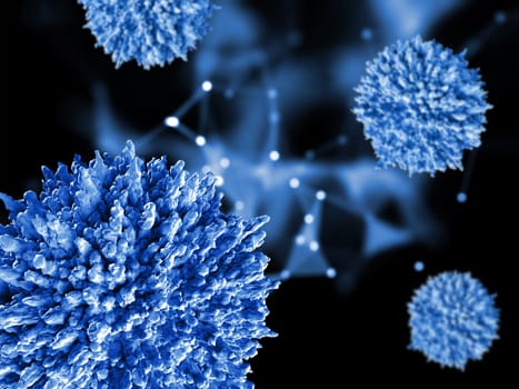 3D render of an abstract medical background with virus cells