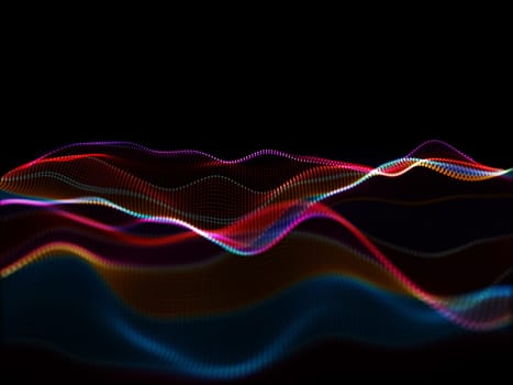 3D render of an abstract modern background with flowing particles