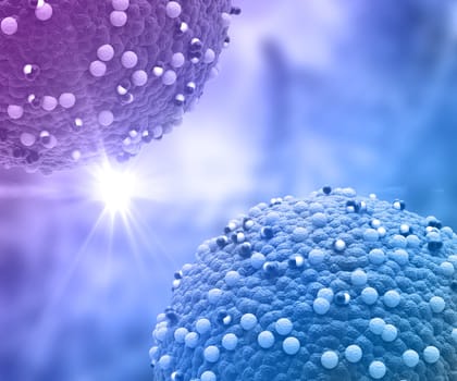 3D render of an abstract medical background with abstract virus cells