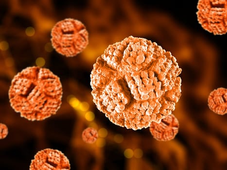 3D render of an abstract medical background with virus cells
