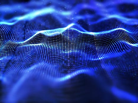 3D render of an abstract particle background with shallow depth of field