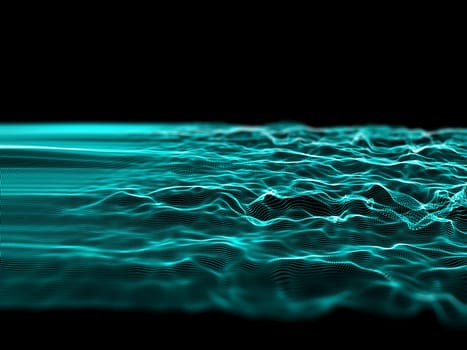 3D render of an abstract particle design, network communications, global technology