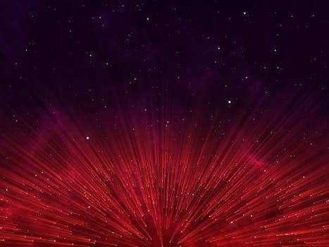 3D render of an abstract particle design with glowing rays