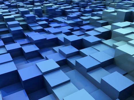 3D render of an abstract modern background with extruding blocks