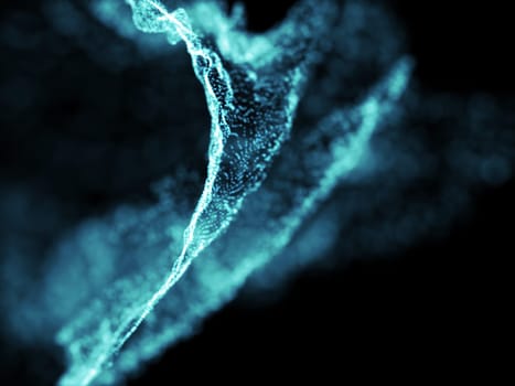3D render of an abstract particles background with shallow depth of field