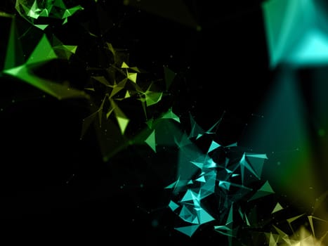 3D render of an abstract plexus low poly design with connecting lines and dots