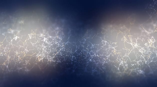 3D render of an abstract plexus background with connecting lines and dots