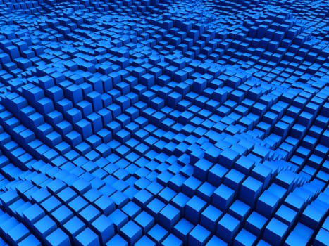 3D render of an abstract modern background with undulating cubes