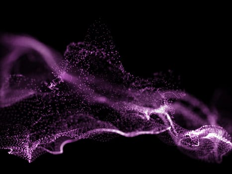 3D render of an abstract network communications background with floating cyber particles