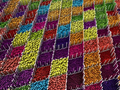 3D render of an abstract pixel background