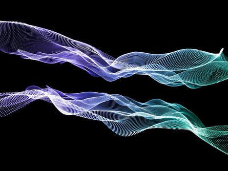 3D render of an abstract modern techno background with flowing particles