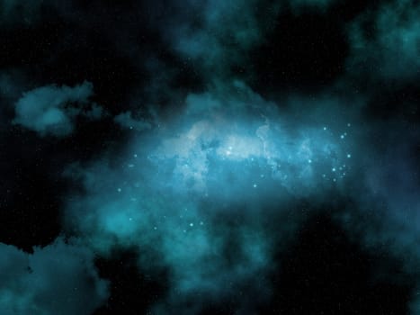 3D render of an abstract space sky with stars and nebula
