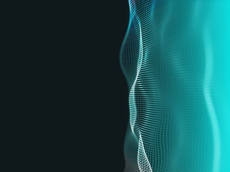 3D render of an abstract techno background with flowing particles
