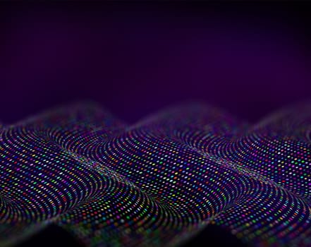 3D render of an abstract techno background with flowing cyber particles