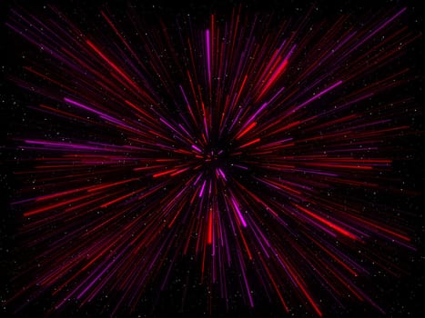 3D render of an abstract space background with warp tunnel effect
