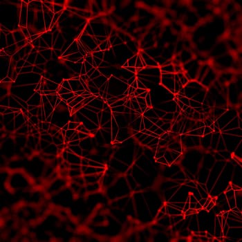3D render of an abstract techno background with connecting lines and dots