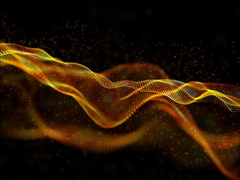 3D render of an abstract techno background with particle design