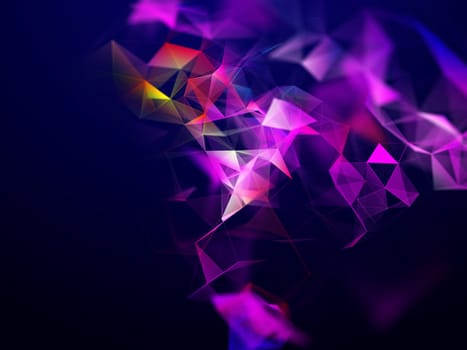3D render of an abstract techno background with low poly plexus design