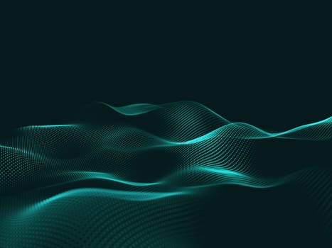 3D render of an abstract technology background with flowing particles
