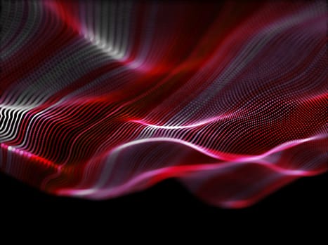 3D render of an abstract techno background with flowing particles