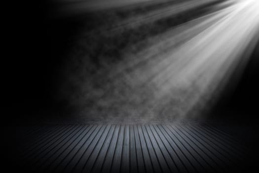 3D render of an interior room with spotlight shining down