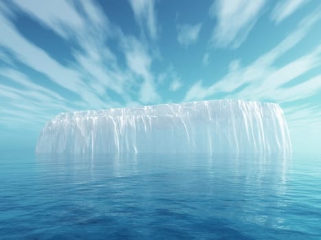 3D render of an iceberg in blue sea