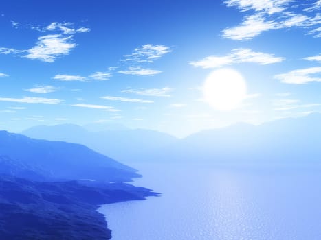 3D render of an ocean landscape